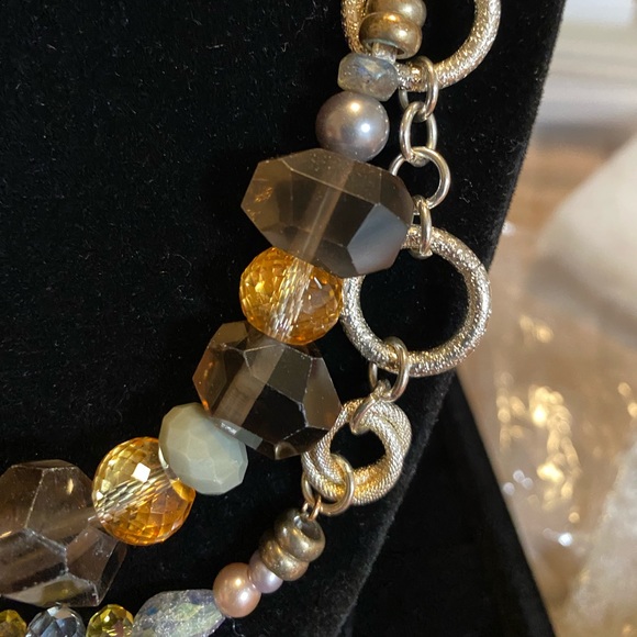 Smokey quartz, Pearl, Labradorite& Silver Necklace - Picture 3 of 5